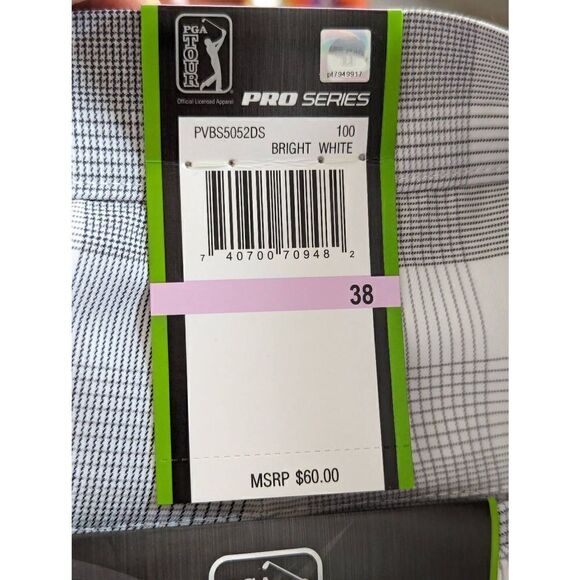 PGA Tour Pro Series Mens Gray White Plaid UPF 50+ Golf Shorts Size 38 NWT - Picture 6 of 6
